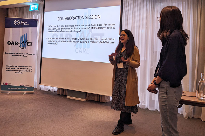 Maria Petrillo and Jingwen Zhang introducing a session at the workshop