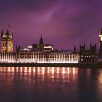 UK Parliament at night