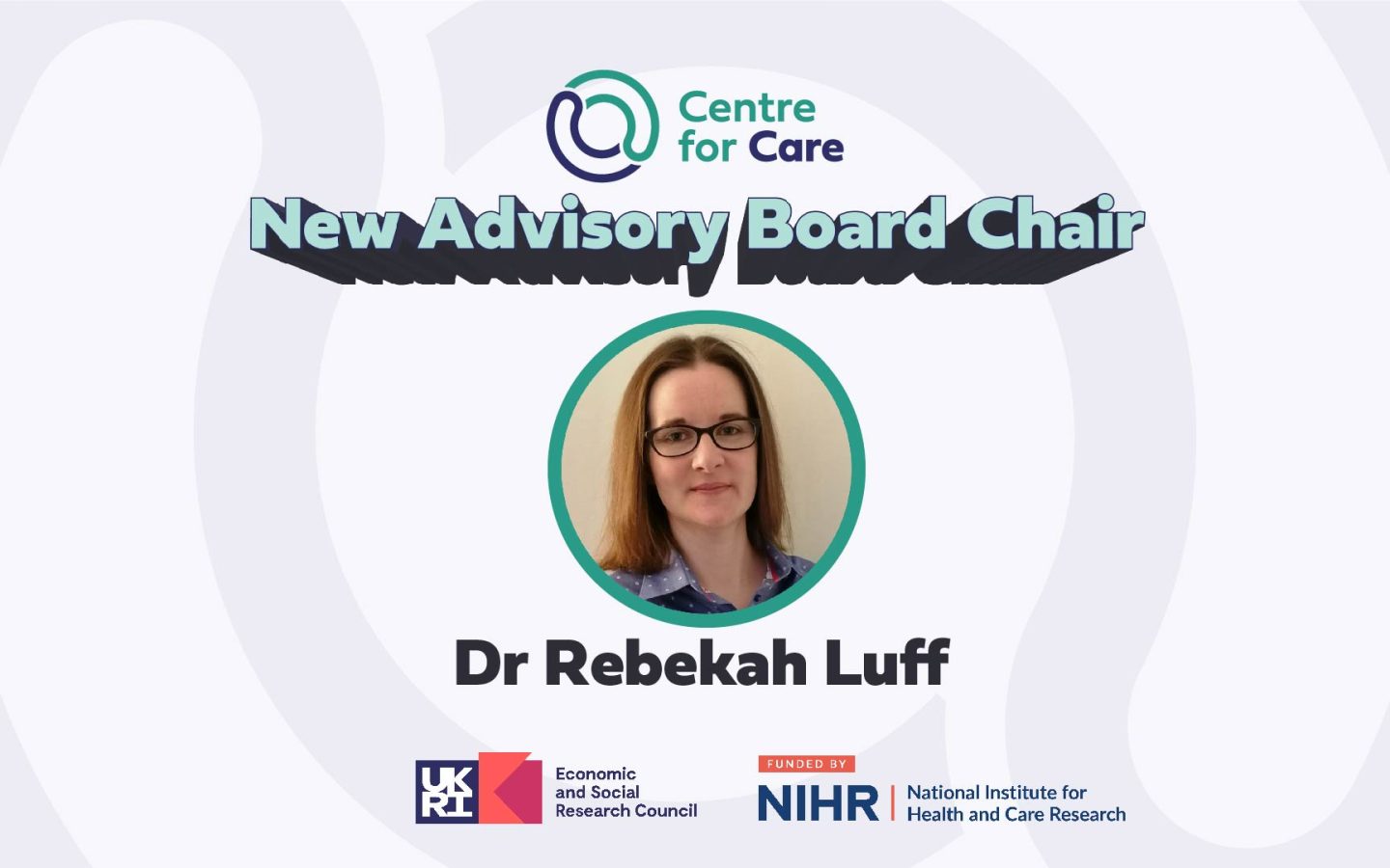 Text: New Advisory Board Chair Dr Rebekah Luff