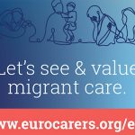 Text: "Let's see & value migrant care, www.eurocarers.org/ecd"