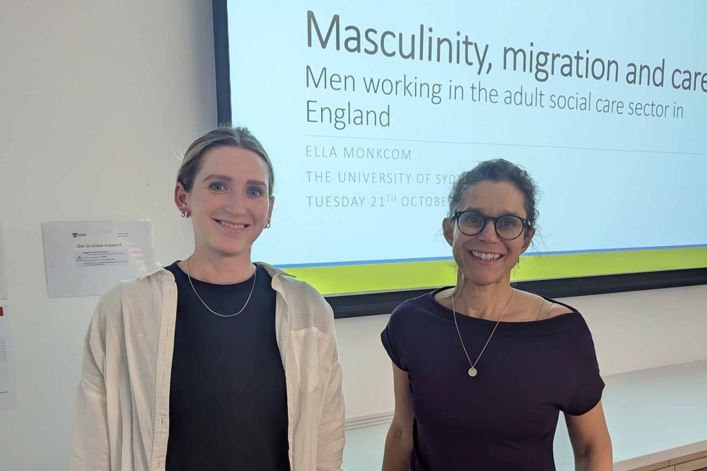 Ella Monkcom with colleague at presentation in Sydney