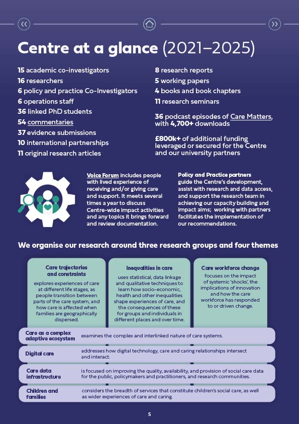 Centre for Care impact report example page