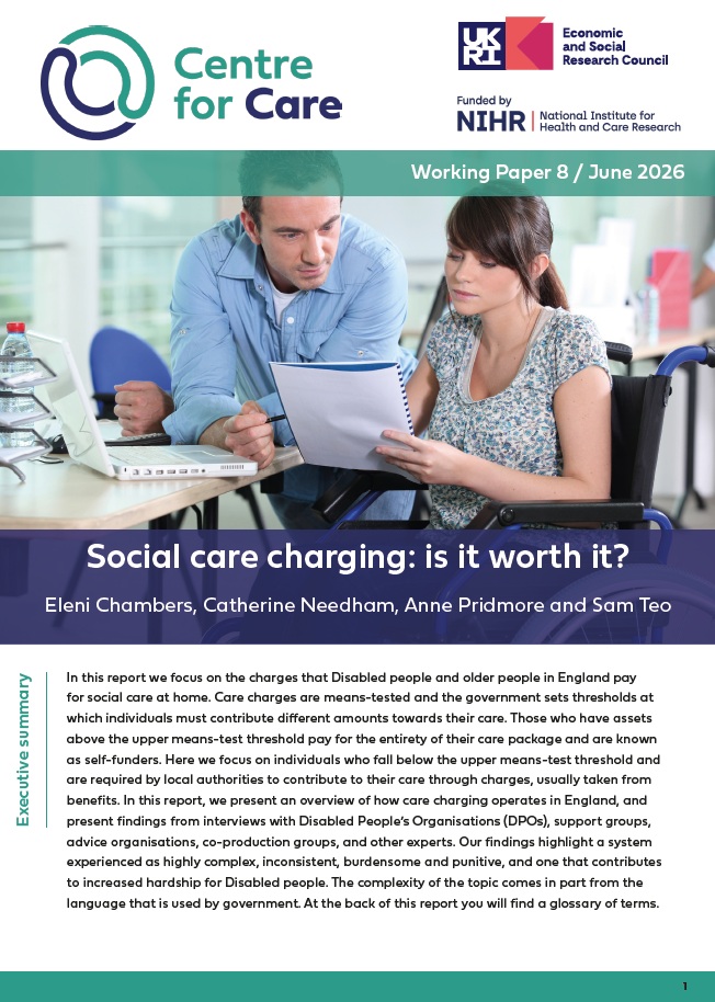 Social Care Charging Working Paper 8 front cover