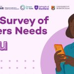 Text: "The Survey of Carers Needs YOU" illustrtion of person using mobile device